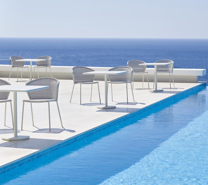Lean Chair - Cane Line - Outdoor Furniture - White Grey - Add Grey Natté Cushion - HORNE