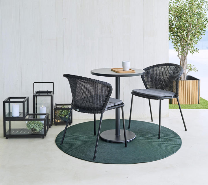 Lean Chair - Cane Line - Outdoor Furniture - White Grey - Add Grey Natté Cushion - HORNE