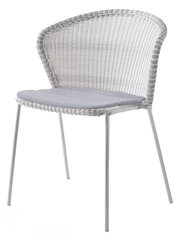 Lean Chair - Cane Line - Outdoor Furniture - White Grey - Add Grey Natté Cushion - HORNE