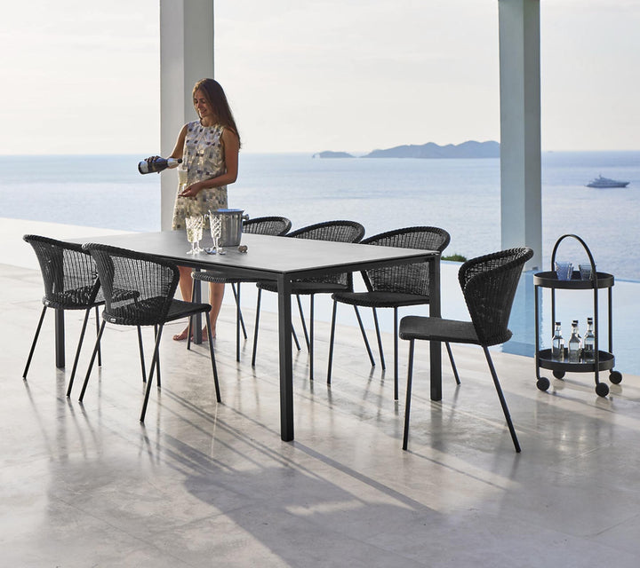Lean Chair - Cane Line - Outdoor Furniture - White Grey - Add Grey Natté Cushion - HORNE