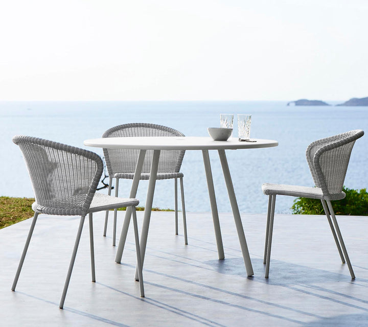 Lean Chair - Cane Line - Outdoor Furniture - White Grey - Add Grey Natté Cushion - HORNE