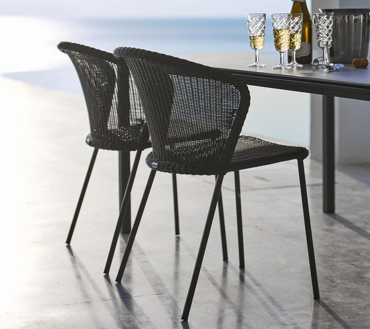 Lean Chair - Cane Line - Outdoor Furniture - White Grey - Add Grey Natté Cushion - HORNE
