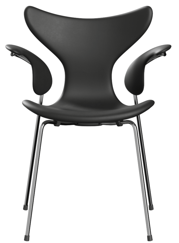 Lily Dining Armchair - Fully Upholstered - Fritz Hansen - Chairs - Essential Leather - Black - HORNE