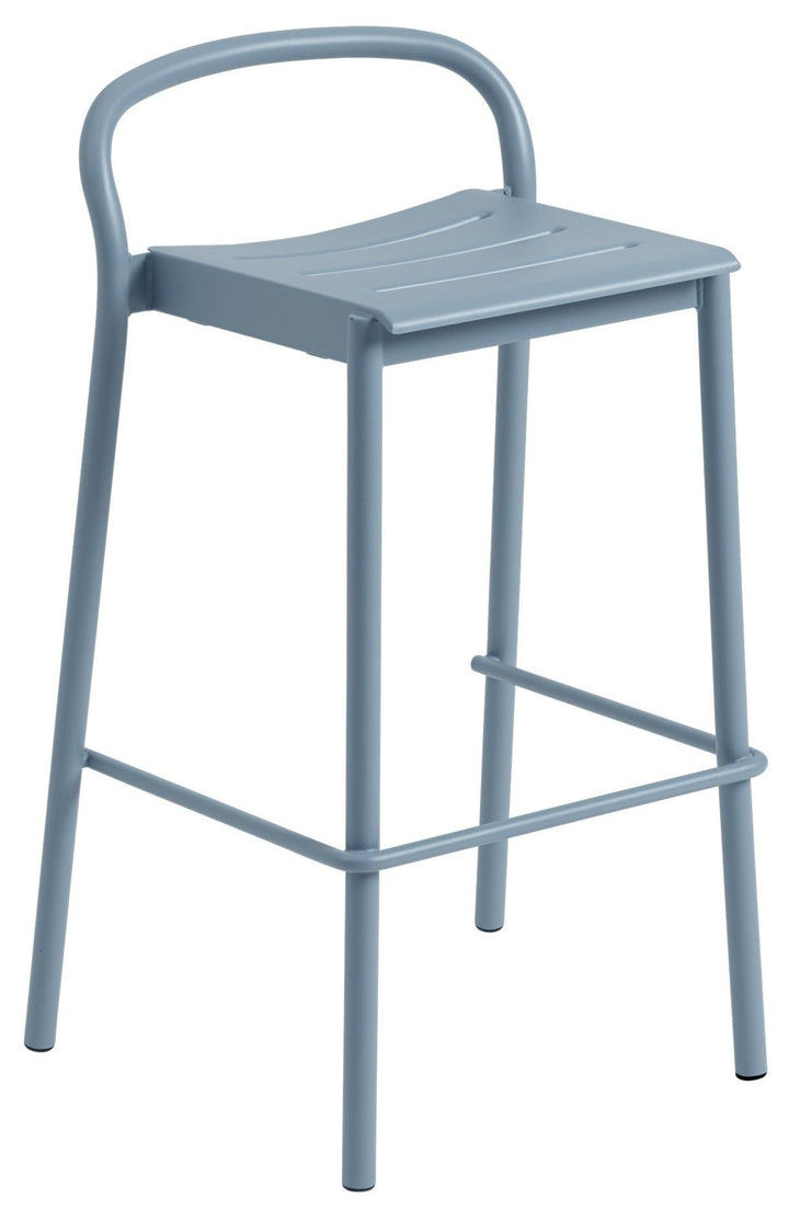 Linear Steel Bar & Counter Stool - Muuto - Stools + Benches + Ottomans - Bar Height - Pale Blue - HORNE