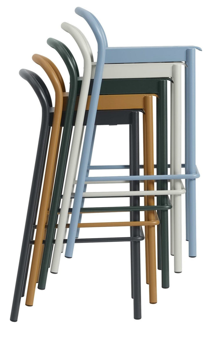 Linear Steel Bar & Counter Stool - Muuto - Stools + Benches + Ottomans - Counter Height - Pale Blue - HORNE