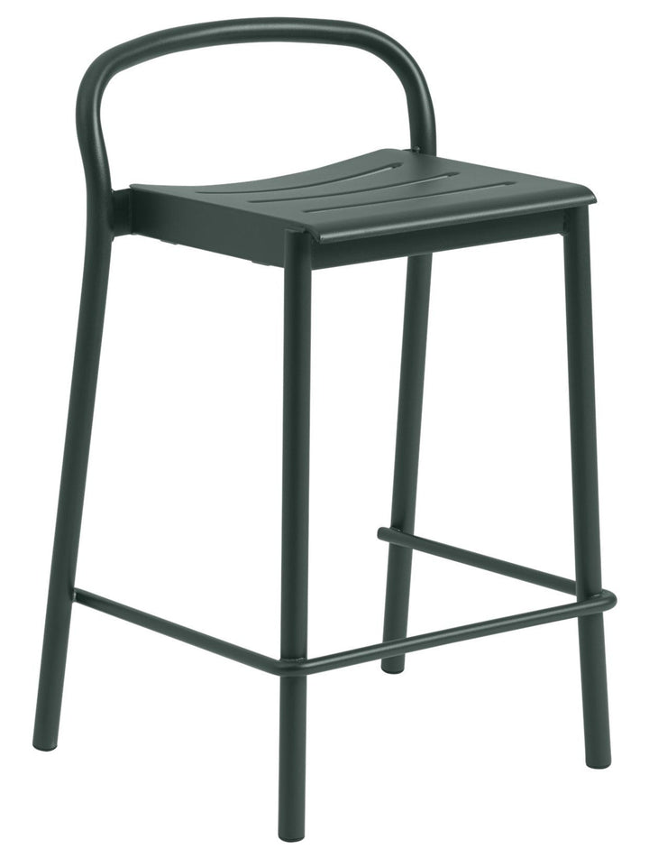 Linear Steel Bar & Counter Stool - Muuto - Stools + Benches + Ottomans - Counter Height - Dark Green - HORNE