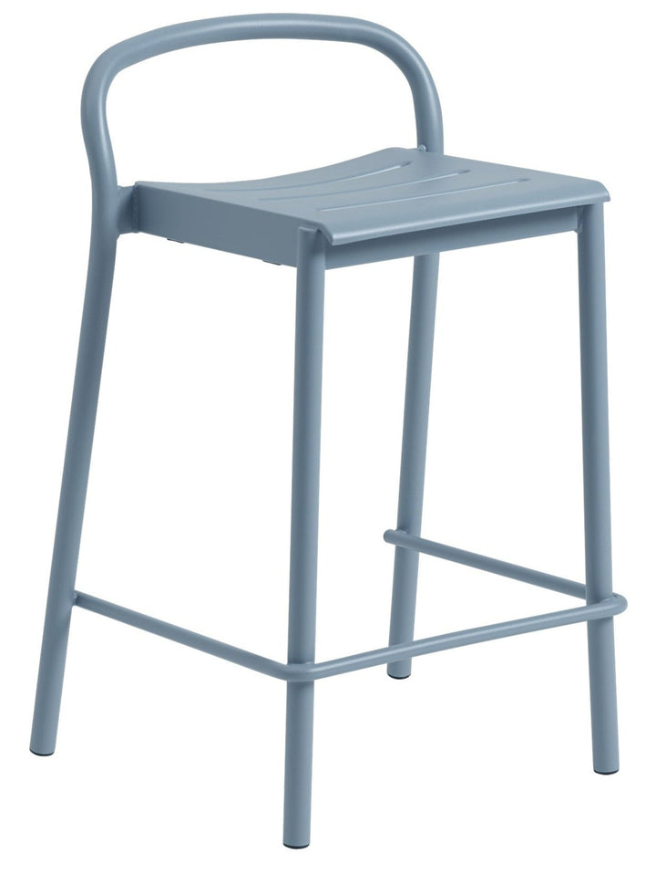 Linear Steel Bar & Counter Stool - Muuto - Stools + Benches + Ottomans - Counter Height - Pale Blue - HORNE