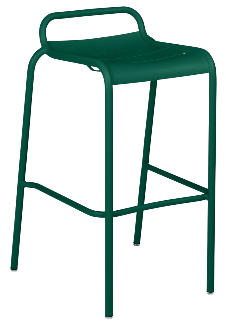 Luxembourg High Stool with Low Back - Set of 2 - Fermob - Outdoor Furniture - Cedar Green - HORNE