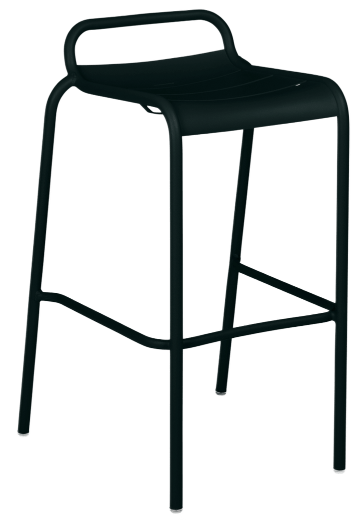 Luxembourg High Stool with Low Back - Set of 2 - Fermob - Outdoor Furniture - Liquorice - HORNE