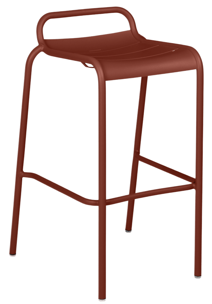 Luxembourg High Stool with Low Back - Set of 2 - Fermob - Outdoor Furniture - Red Ochre - HORNE