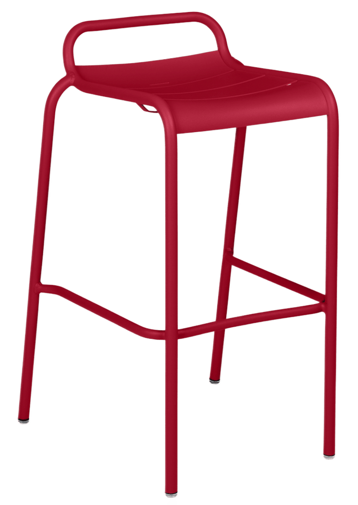 Luxembourg High Stool with Low Back - Set of 2 - Fermob - Outdoor Furniture - Chili Red - HORNE