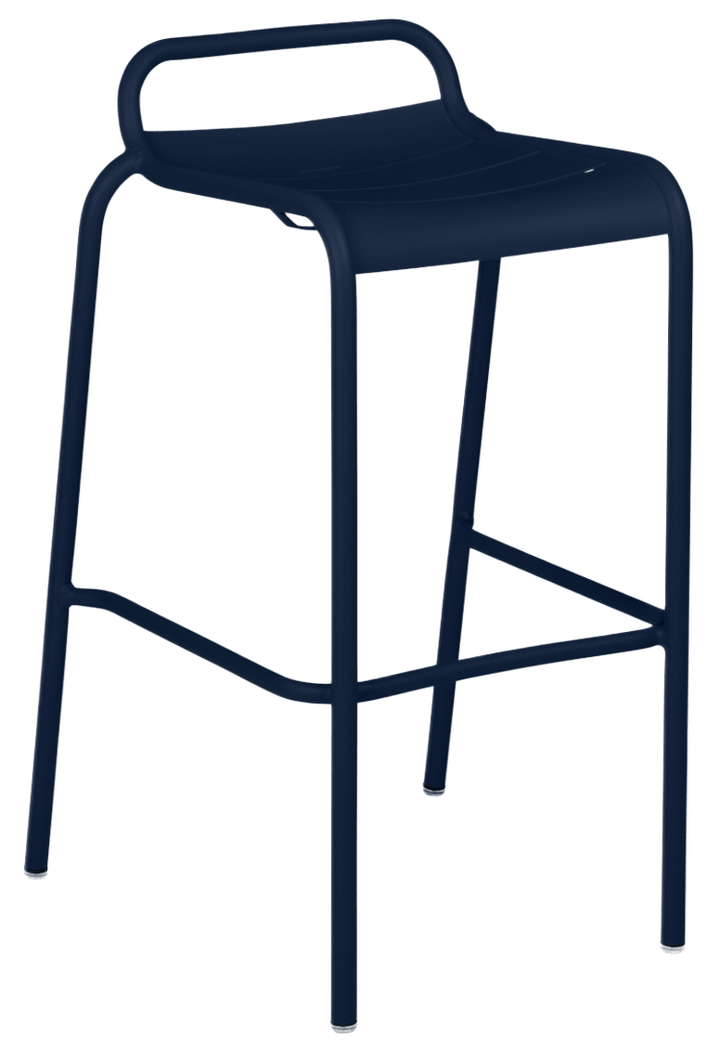 Luxembourg High Stool with Low Back - Set of 2 - Fermob - Outdoor Furniture - Deep Blue - HORNE