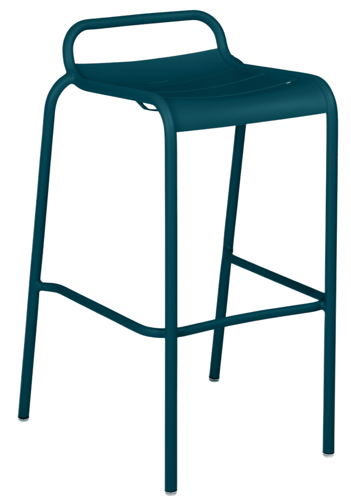 Luxembourg High Stool with Low Back - Set of 2 - Fermob - Outdoor Furniture - Acapulco Blue - HORNE