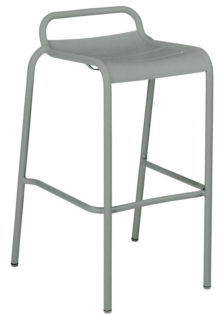 Luxembourg High Stool with Low Back - Set of 2 - Fermob - Outdoor Furniture - Lapilli Grey - HORNE