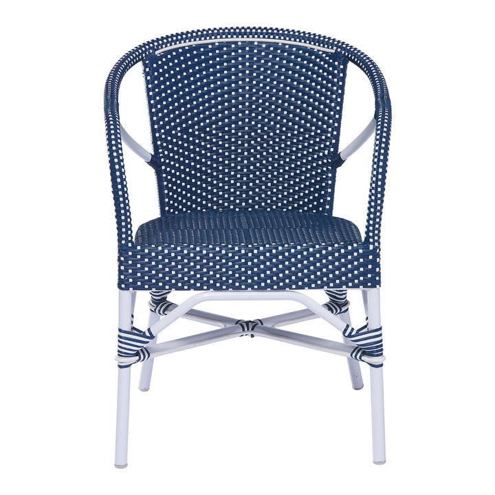 Madeleine Arm Chair AluRattan - Sika Design - Outdoor Furniture - Navy Blue with White Dots - White - HORNE