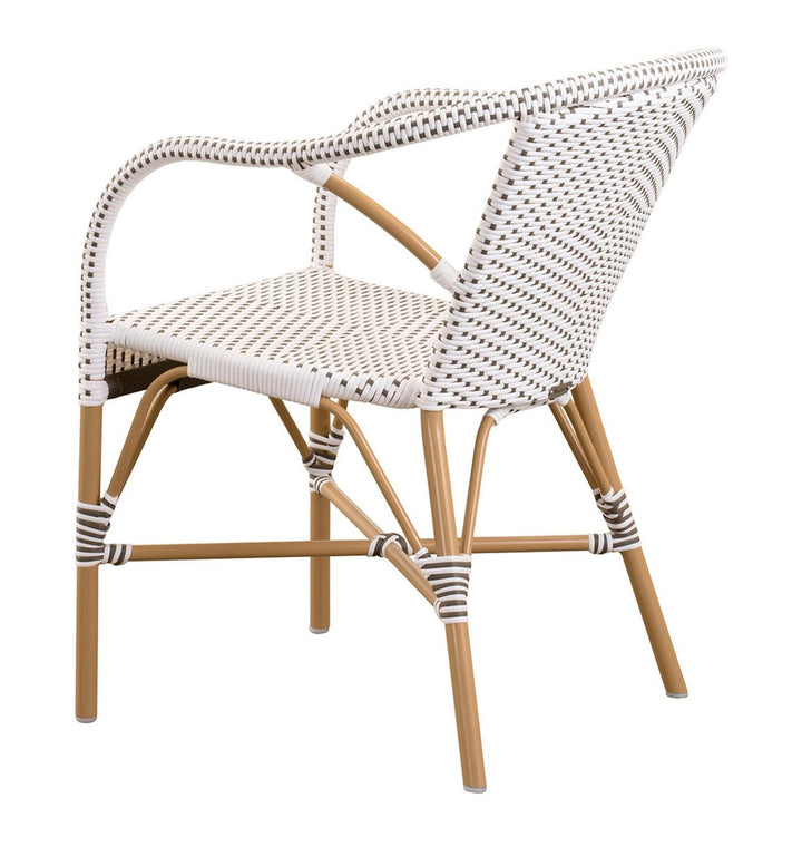 Madeleine Arm Chair AluRattan - Sika Design - Outdoor Furniture - White with Cappuccino Dots - Almond - HORNE