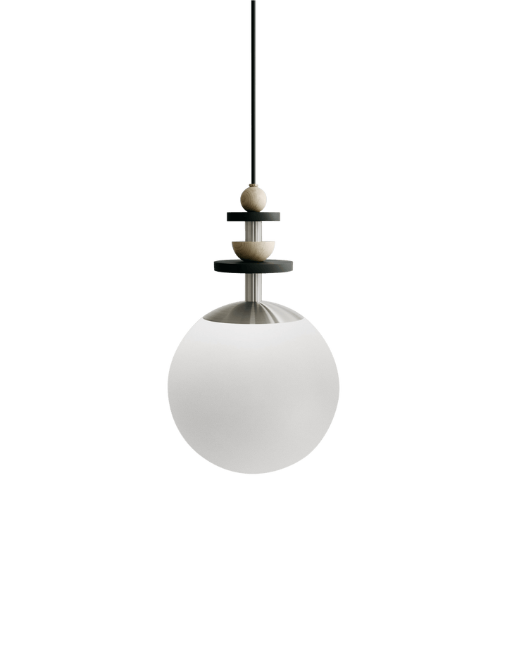 Maru Pendant - Satin Nickel - Ladies & Gentlemen - Pendants - 10" - Medium - Matte White - HORNE