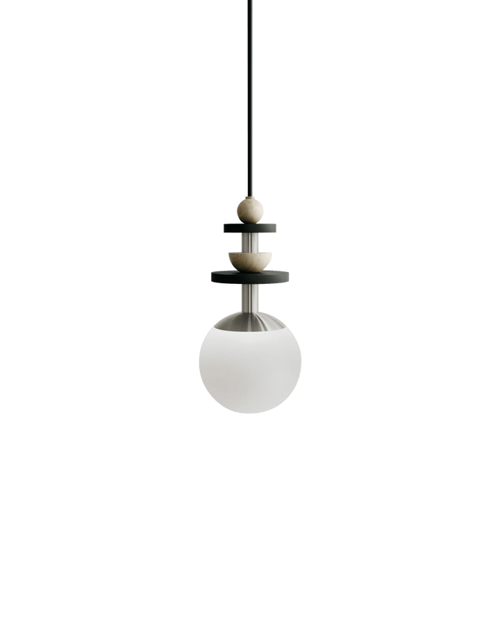 Maru Pendant - Satin Nickel - Ladies & Gentlemen - Pendants - 6" - Medium - Matte White - HORNE