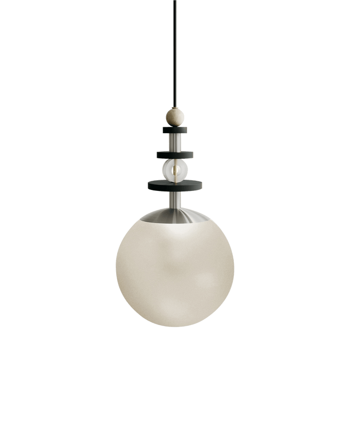 Maru Pendant - Satin Nickel - Ladies & Gentlemen - Pendants - 10" - Tall - Cream Translucent - HORNE