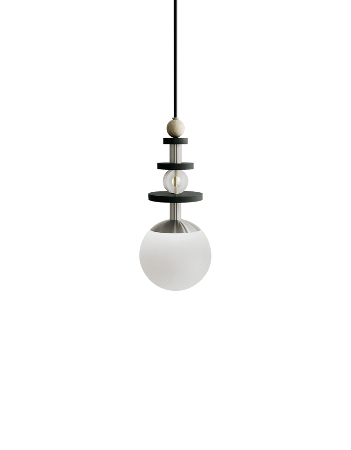 Maru Pendant - Satin Nickel - Ladies & Gentlemen - Pendants - 6" - Tall - Matte White - HORNE
