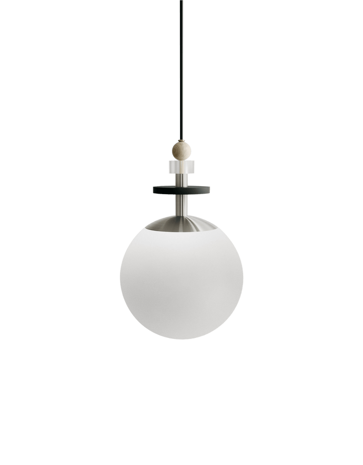 Maru Pendant - Satin Nickel - Ladies & Gentlemen - Pendants - 10" - Short - Matte White - HORNE