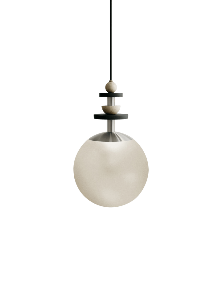 Maru Pendant - Satin Nickel - Ladies & Gentlemen - Pendants - 10" - Medium - Cream Translucent - HORNE