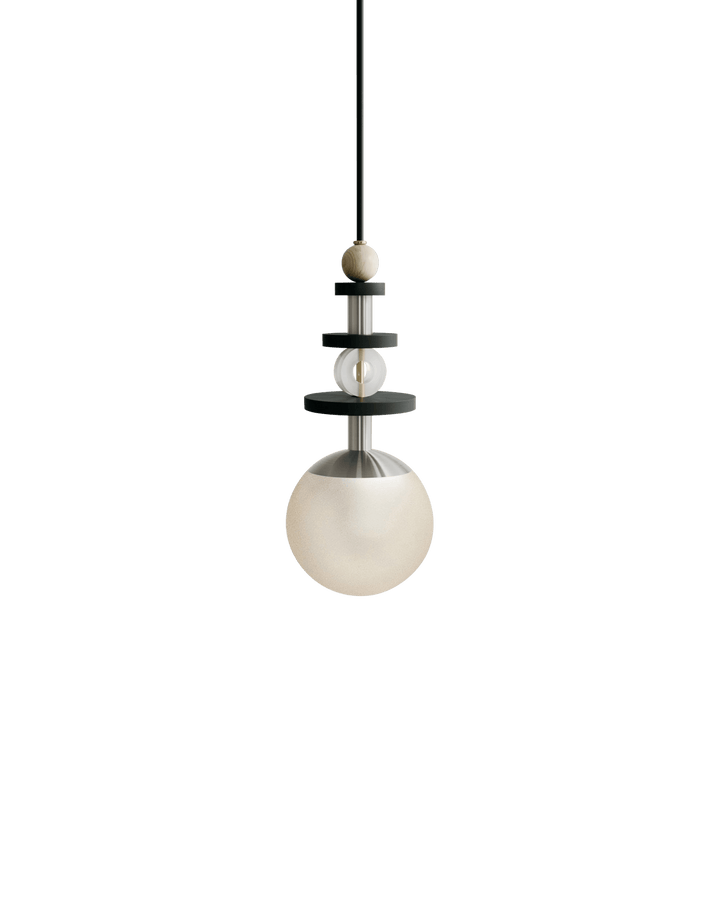 Maru Pendant - Satin Nickel - Ladies & Gentlemen - Pendants - 6" - Tall - Cream Translucent - HORNE