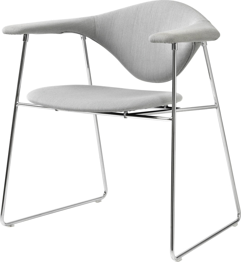 Masculo Dining Chair Upholstered - Sled Base - Gubi - Chairs - Black Matte - Gabriel Tempt - 60152 - HORNE