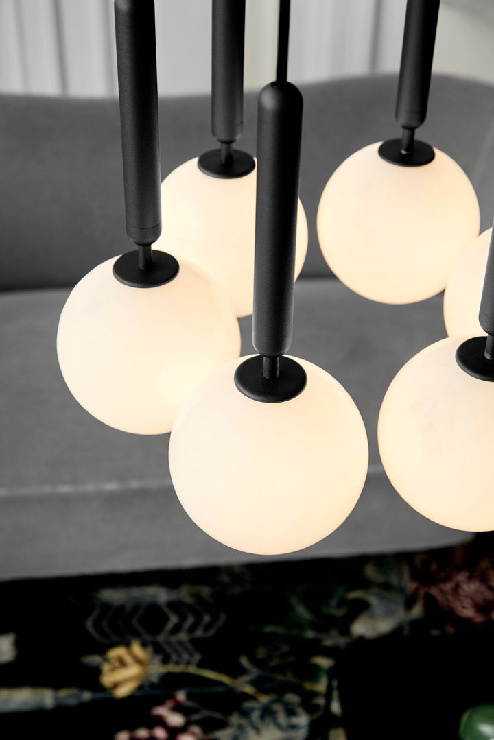 Miira 6 Chandelier - Nuura - Chandeliers - Brass/Opal White - HORNE