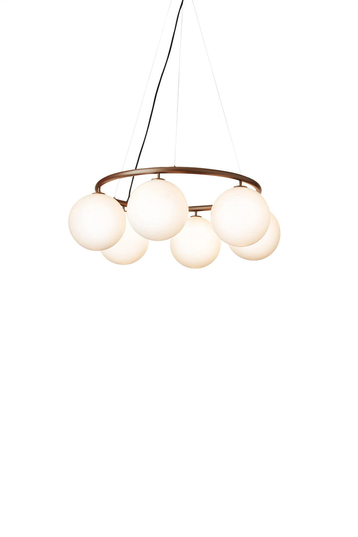 Miira 6 Circular Pendant - Nuura - Pendants - Brass/Opal White - HORNE