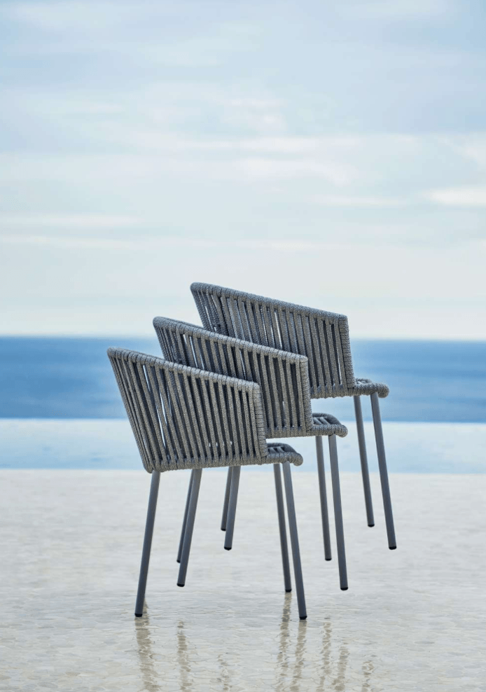 Moments Dining Chair - Set of 2 - Cane Line - Outdoor Furniture - Add Light Grey Seat Cushion - HORNE