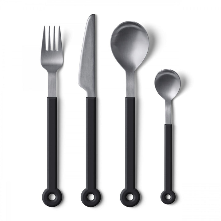 Mono Ring 24 +1 Cutlery Set Black w/ Stand - Mono - Flatware + Serving Pieces - HORNE