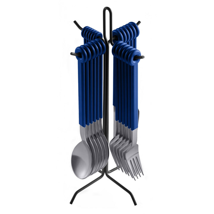 Mono Ring 24 +1 Cutlery Set Blue w/ Stand - Mono - Flatware + Serving Pieces - HORNE