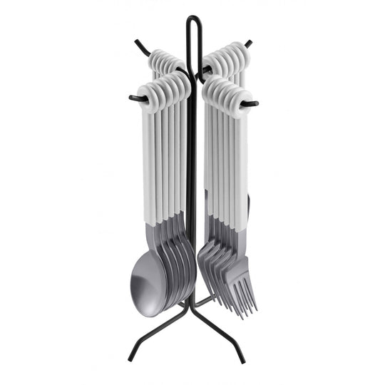 Mono Ring 24 +1 Cutlery Set White w/ Stand - Mono - Flatware + Serving Pieces - HORNE