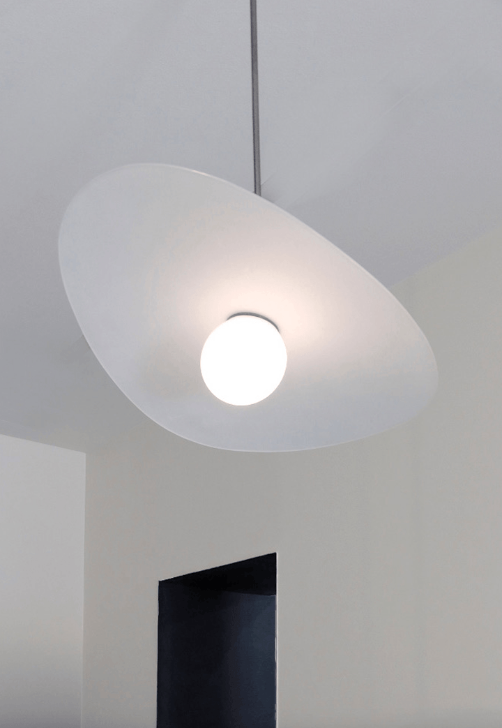 Myrna Pendant - Medium - Ladies & Gentlemen - Pendants - Brushed Brass - Perforated Smoke - White Opaque - HORNE