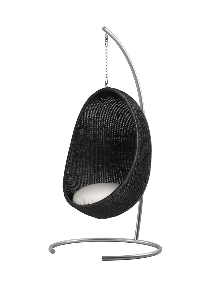 Nanna Ditzel Hanging Egg Chair - Sika Design - Chairs - Core Black - Tempotest White Canvas - With Chain + Stand - HORNE