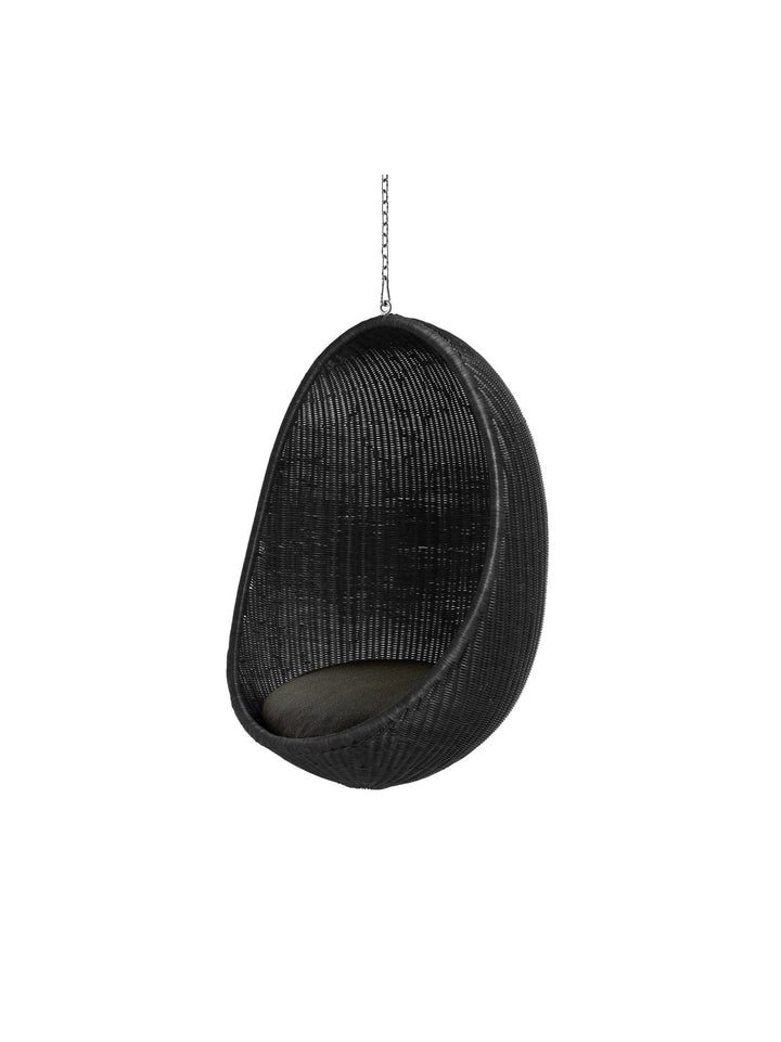 Nanna Ditzel Hanging Egg Chair - Sika Design - Chairs - Core Black - Sunbrella Sailcloth Seagull - With Chain + Stand - HORNE