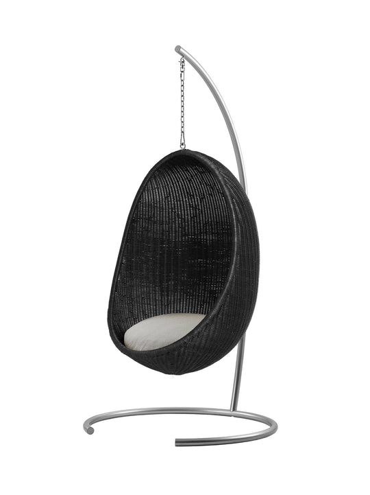 Nanna Ditzel Hanging Egg Chair - Sika Design - Chairs - Core Black - Sunbrella Sailcloth Seagull - With Chain + Stand - HORNE
