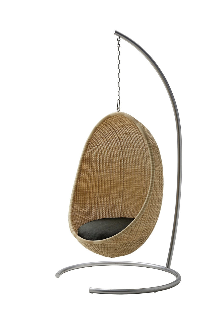 Nanna Ditzel Hanging Egg Chair Exterior - Sika Design - Outdoor Furniture - ArtFibre Natural - Sunbrella Sailcloth Shade Cushion - With Chain + Stand - HORNE