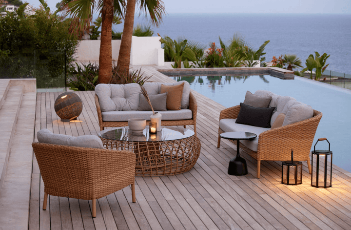 Nest Coffee Table/Footstool - Cane Line - Stools + Benches + Ottomans - Large - Clear Safety Glass - HORNE