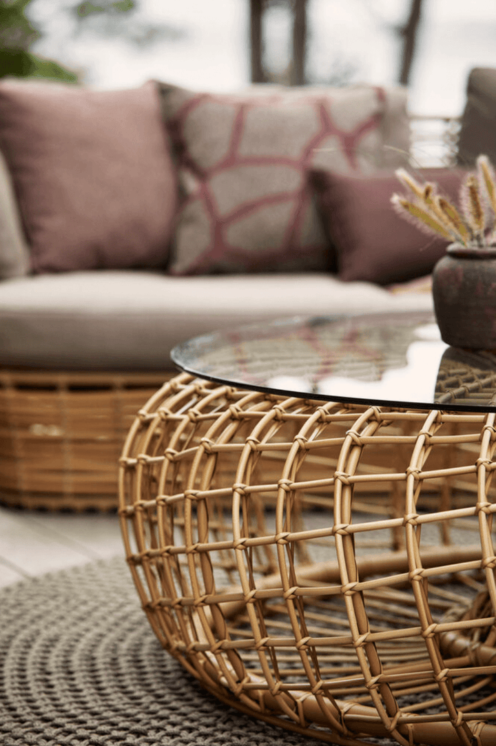 Nest Coffee Table/Footstool - Cane Line - Stools + Benches + Ottomans - Large - Clear Safety Glass - HORNE
