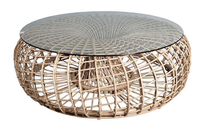 Nest Coffee Table/Footstool - Cane Line - Stools + Benches + Ottomans - Large - Clear Safety Glass - HORNE