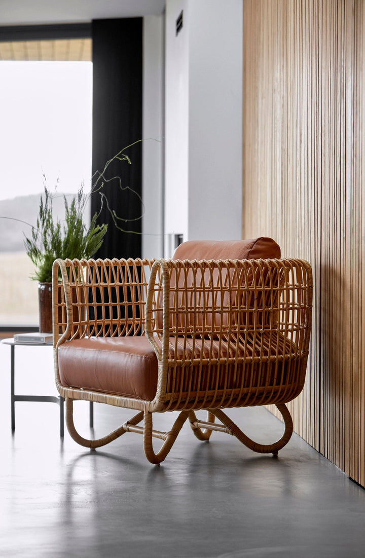 Nest Indoor Lounge Chair with Cushion - Cane Line - Chairs - Cognac Leather - HORNE