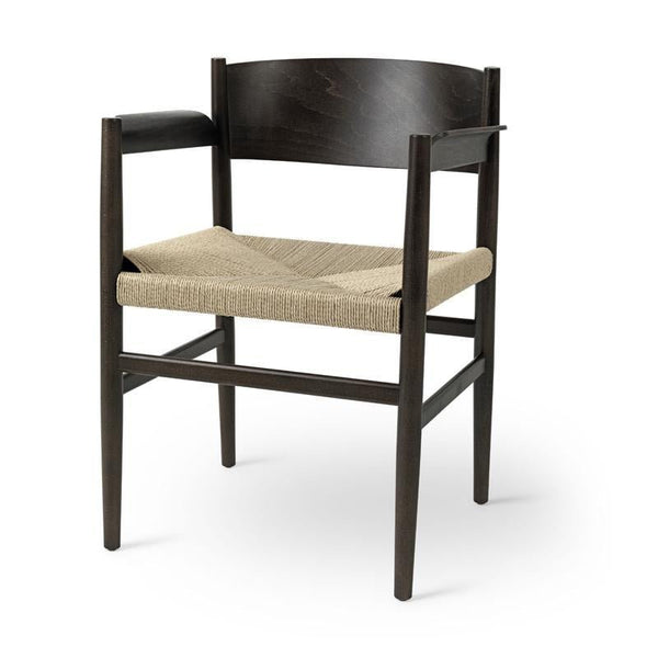Nestor Chair With Armrests - Mater - Chairs - Sirka Grey Stain Beech - Natural Paper Cord - HORNE