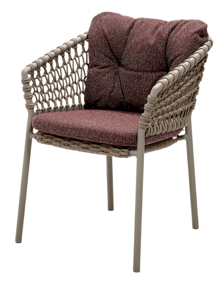 Ocean Chair - Cane Line - Outdoor Furniture - Taupe - Dark Bordeaux Wove Cushion - HORNE