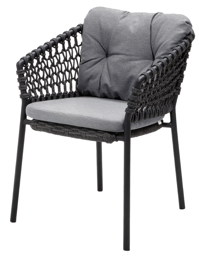 Ocean Chair - Cane Line - Outdoor Furniture - Dark Grey - Grey Natté Cushion - HORNE