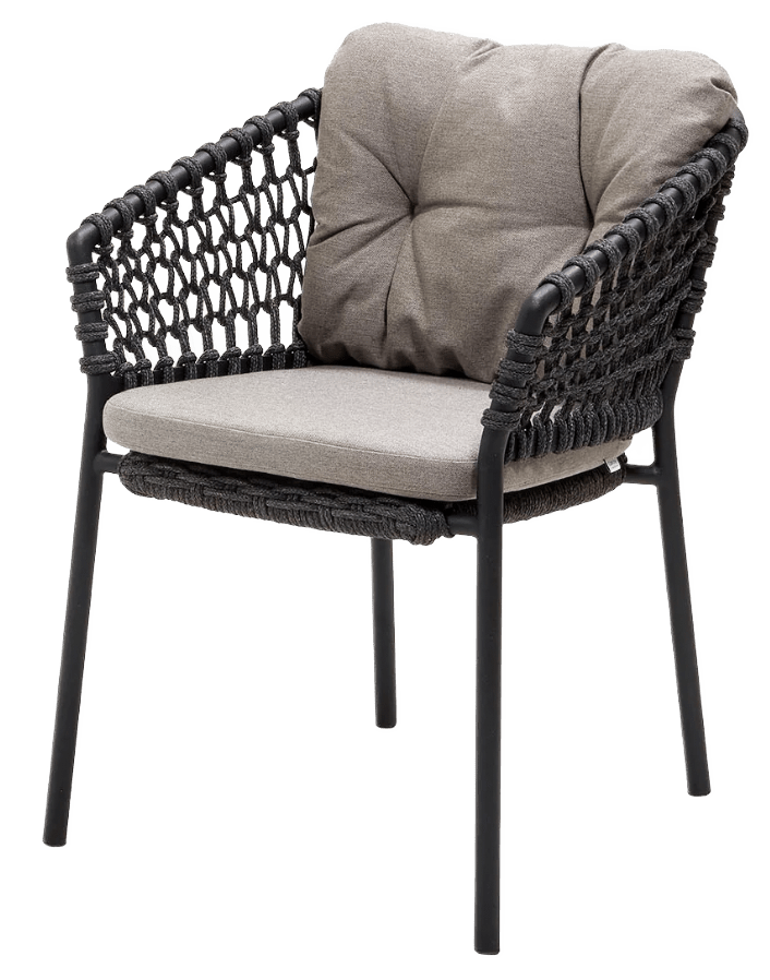 Ocean Chair - Cane Line - Outdoor Furniture - Dark Grey - Taupe Natté Cushion - HORNE