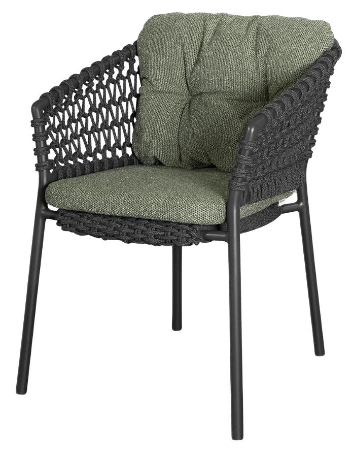 Ocean Chair - Cane Line - Outdoor Furniture - Dark Grey - Dark Green Wove Cushion - HORNE