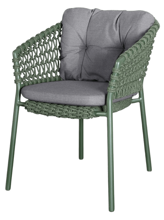 Ocean Chair - Cane Line - Outdoor Furniture - Dark Green - Grey Natté Cushion - HORNE