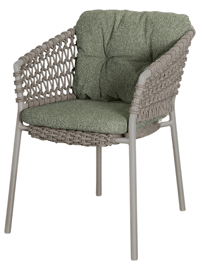Ocean Chair - Cane Line - Outdoor Furniture - Taupe - Dark Green Wove Cushion - HORNE